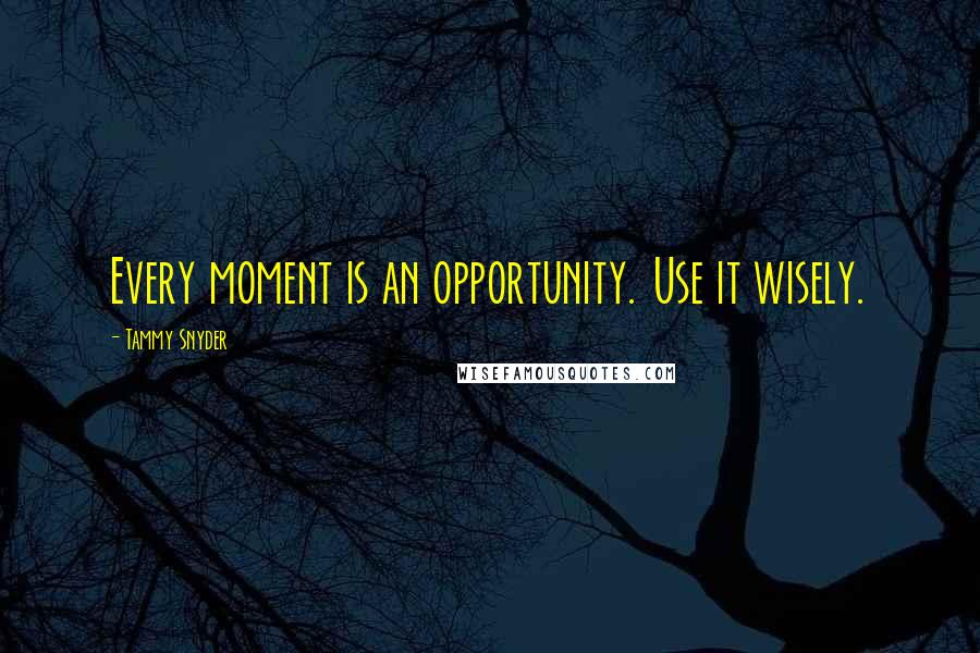 Tammy Snyder Quotes: Every moment is an opportunity. Use it wisely.