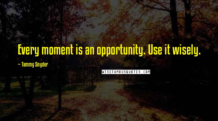 Tammy Snyder Quotes: Every moment is an opportunity. Use it wisely.