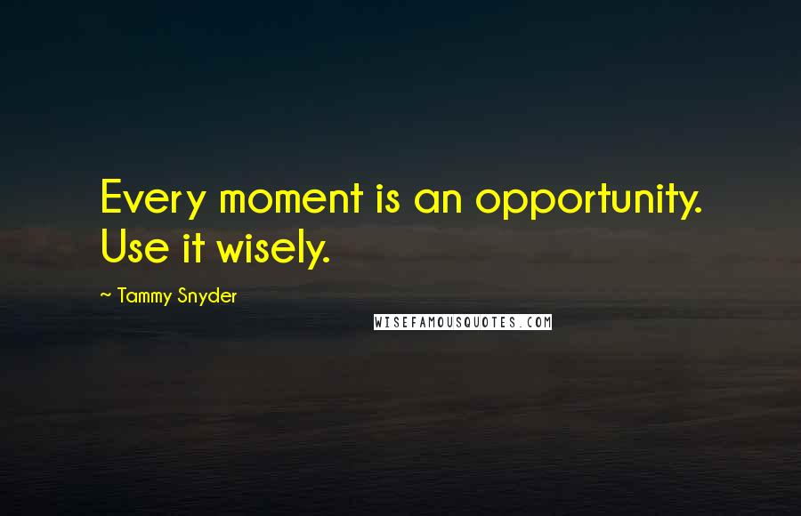 Tammy Snyder Quotes: Every moment is an opportunity. Use it wisely.