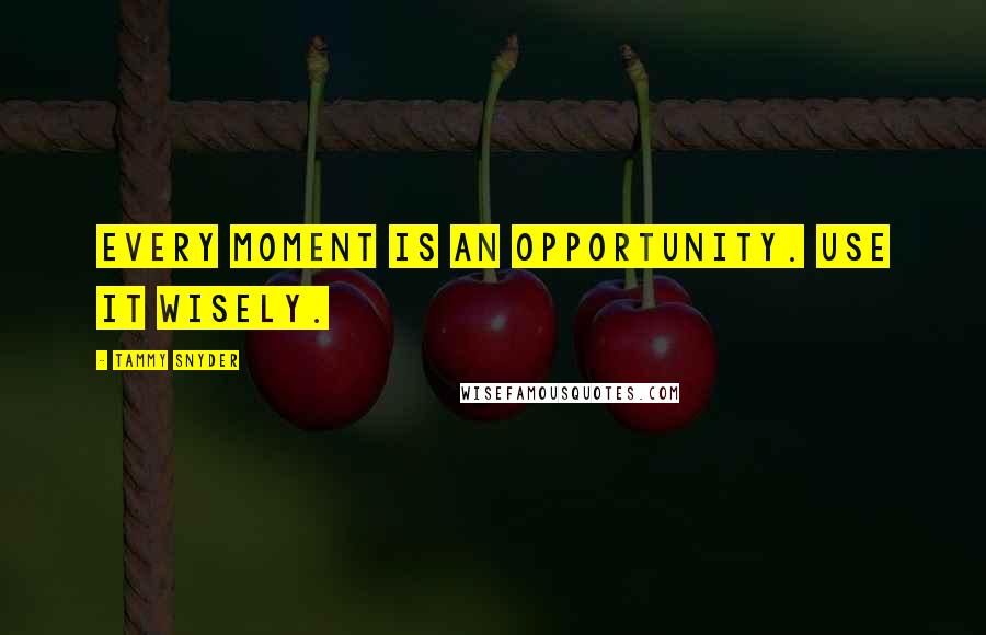 Tammy Snyder Quotes: Every moment is an opportunity. Use it wisely.