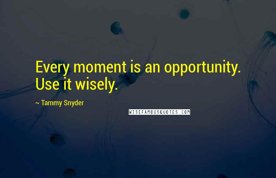 Tammy Snyder Quotes: Every moment is an opportunity. Use it wisely.