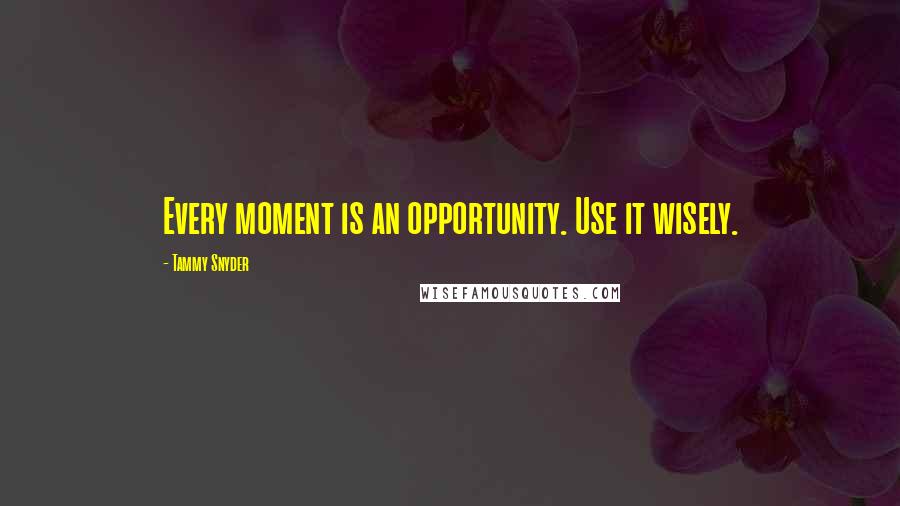 Tammy Snyder Quotes: Every moment is an opportunity. Use it wisely.