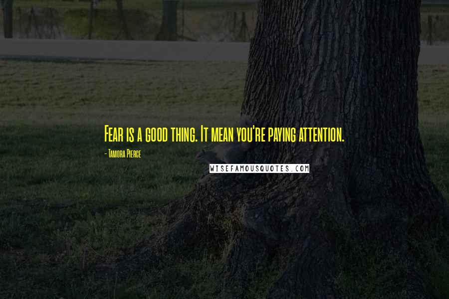 Tamora Pierce Quotes: Fear is a good thing. It mean you're paying attention.