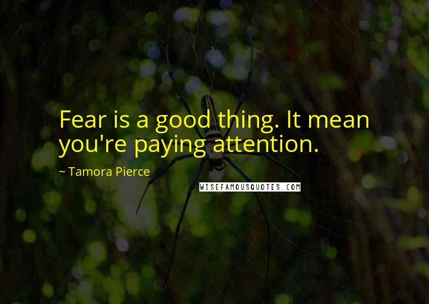 Tamora Pierce Quotes: Fear is a good thing. It mean you're paying attention.