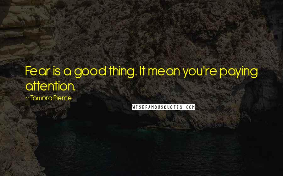 Tamora Pierce Quotes: Fear is a good thing. It mean you're paying attention.