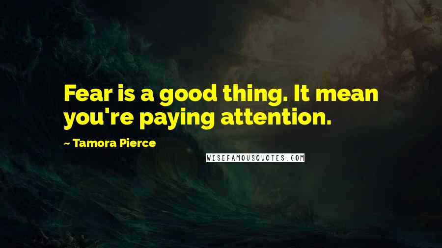 Tamora Pierce Quotes: Fear is a good thing. It mean you're paying attention.