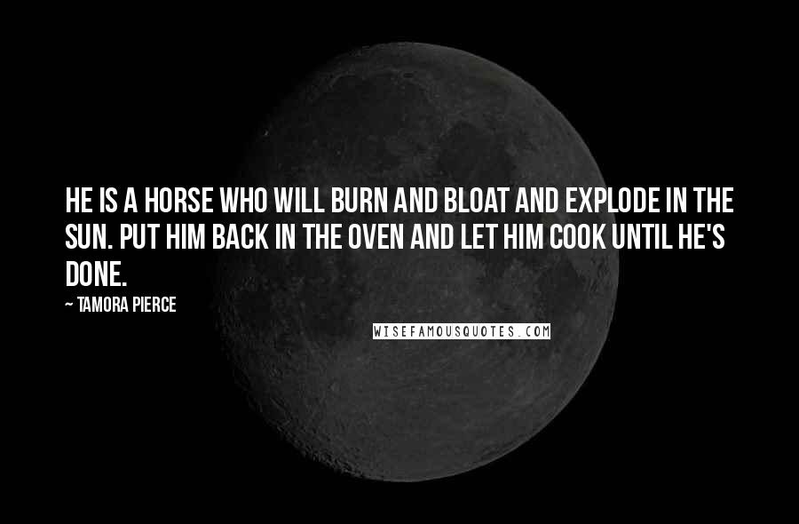 Tamora Pierce Quotes: He is a horse who will burn and bloat and explode in the sun. Put him back in the oven and let him cook until he's done.