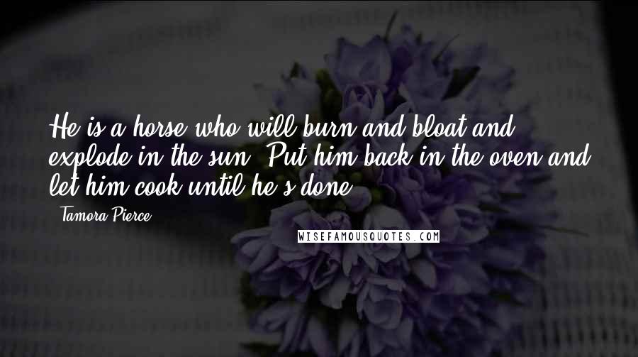 Tamora Pierce Quotes: He is a horse who will burn and bloat and explode in the sun. Put him back in the oven and let him cook until he's done.