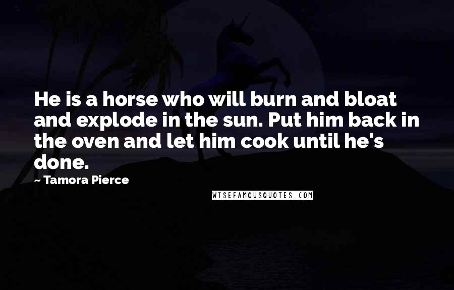Tamora Pierce Quotes: He is a horse who will burn and bloat and explode in the sun. Put him back in the oven and let him cook until he's done.