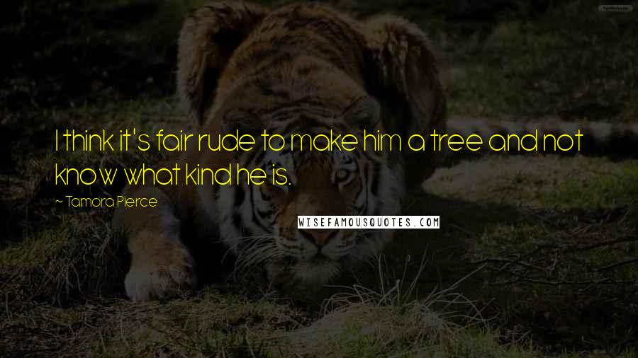 Tamora Pierce Quotes: I think it's fair rude to make him a tree and not know what kind he is.
