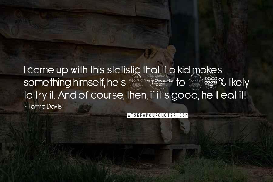 Tamra Davis Quotes: I came up with this statistic that if a kid makes something himself, he's 90 to 95% likely to try it. And of course, then, if it's good, he'll eat it!