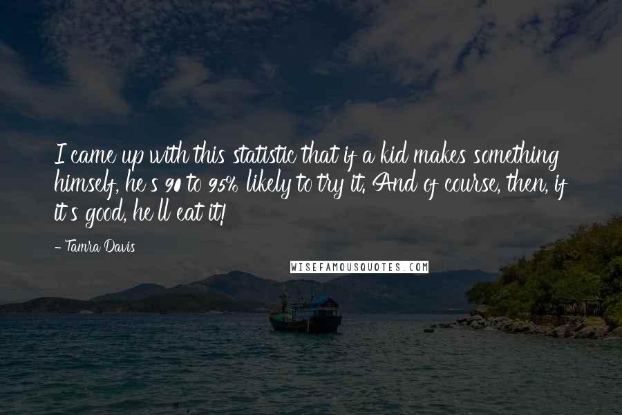 Tamra Davis Quotes: I came up with this statistic that if a kid makes something himself, he's 90 to 95% likely to try it. And of course, then, if it's good, he'll eat it!