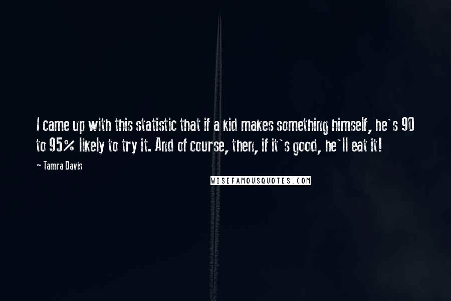 Tamra Davis Quotes: I came up with this statistic that if a kid makes something himself, he's 90 to 95% likely to try it. And of course, then, if it's good, he'll eat it!