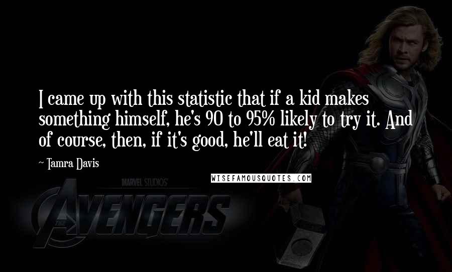 Tamra Davis Quotes: I came up with this statistic that if a kid makes something himself, he's 90 to 95% likely to try it. And of course, then, if it's good, he'll eat it!