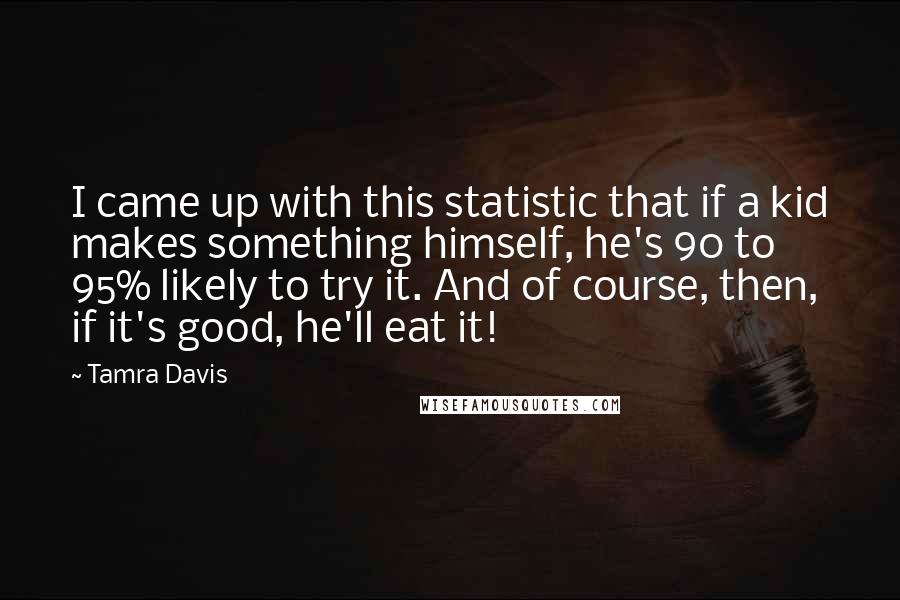 Tamra Davis Quotes: I came up with this statistic that if a kid makes something himself, he's 90 to 95% likely to try it. And of course, then, if it's good, he'll eat it!