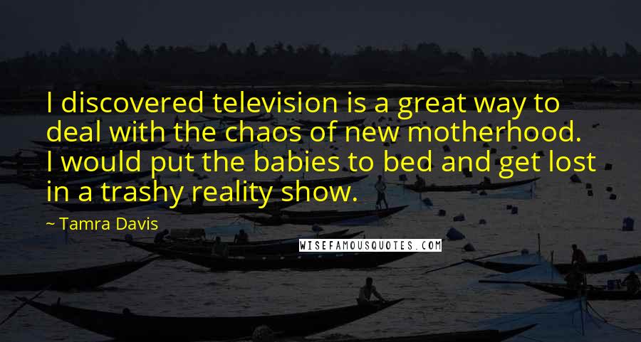 Tamra Davis Quotes: I discovered television is a great way to deal with the chaos of new motherhood. I would put the babies to bed and get lost in a trashy reality show.
