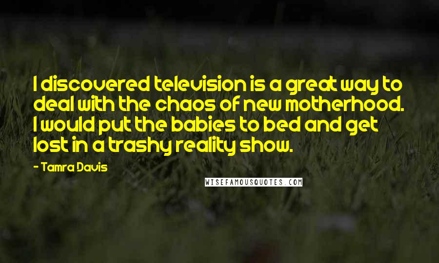 Tamra Davis Quotes: I discovered television is a great way to deal with the chaos of new motherhood. I would put the babies to bed and get lost in a trashy reality show.