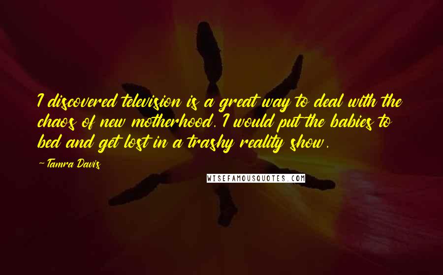 Tamra Davis Quotes: I discovered television is a great way to deal with the chaos of new motherhood. I would put the babies to bed and get lost in a trashy reality show.