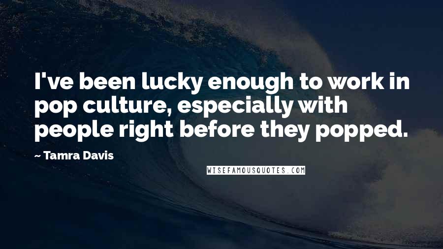 Tamra Davis Quotes: I've been lucky enough to work in pop culture, especially with people right before they popped.