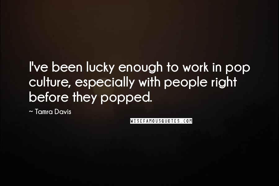 Tamra Davis Quotes: I've been lucky enough to work in pop culture, especially with people right before they popped.