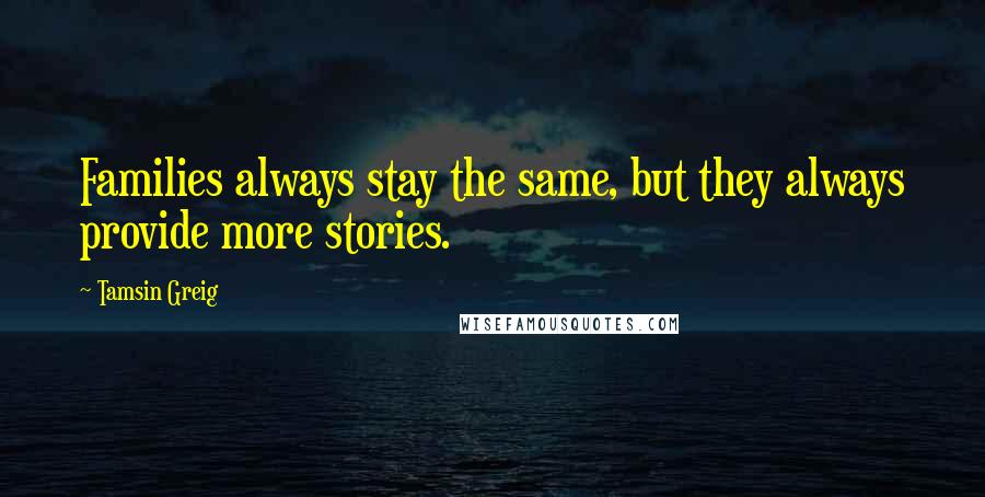 Tamsin Greig Quotes: Families always stay the same, but they always provide more stories.