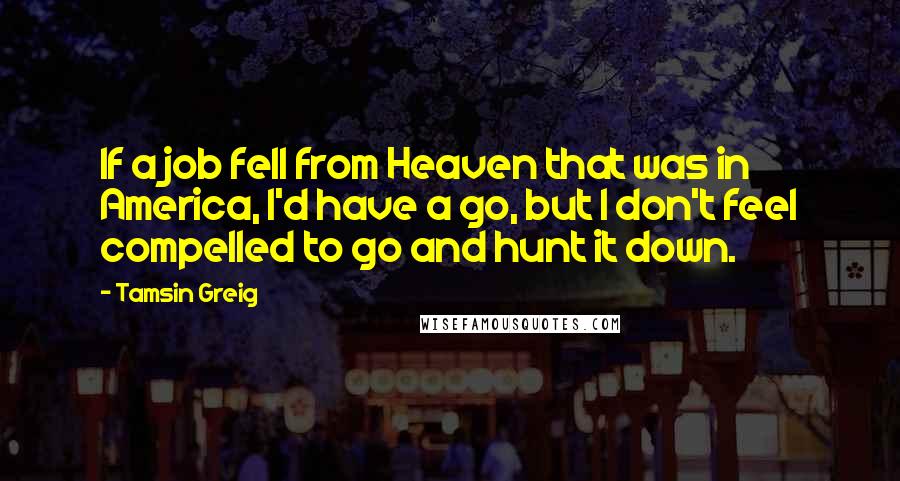 Tamsin Greig Quotes: If a job fell from Heaven that was in America, I'd have a go, but I don't feel compelled to go and hunt it down.