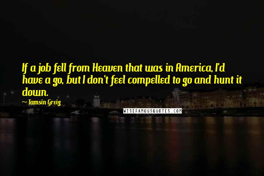 Tamsin Greig Quotes: If a job fell from Heaven that was in America, I'd have a go, but I don't feel compelled to go and hunt it down.