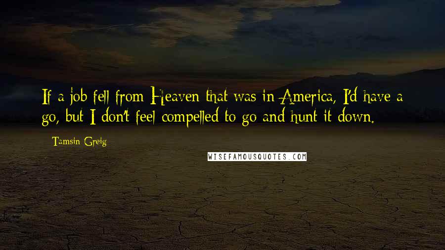 Tamsin Greig Quotes: If a job fell from Heaven that was in America, I'd have a go, but I don't feel compelled to go and hunt it down.