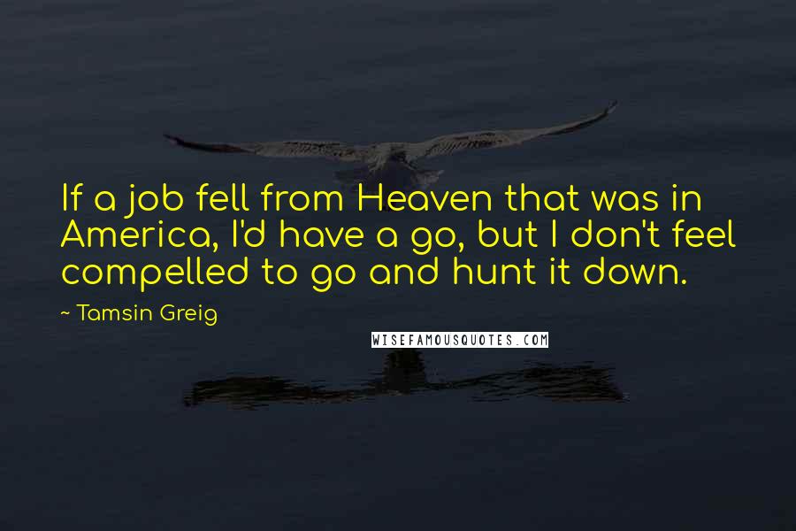 Tamsin Greig Quotes: If a job fell from Heaven that was in America, I'd have a go, but I don't feel compelled to go and hunt it down.