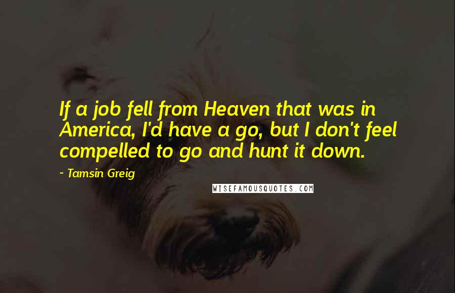 Tamsin Greig Quotes: If a job fell from Heaven that was in America, I'd have a go, but I don't feel compelled to go and hunt it down.