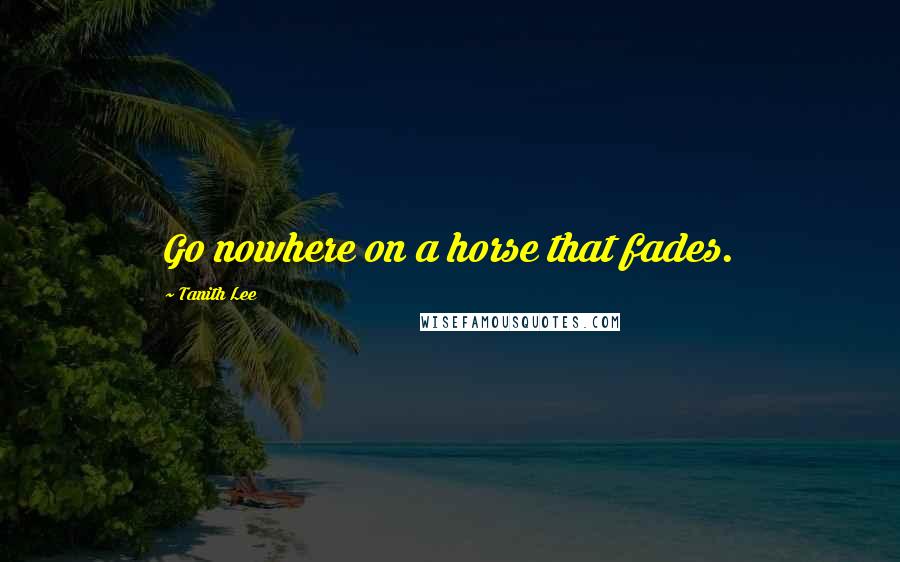 Tanith Lee Quotes: Go nowhere on a horse that fades.