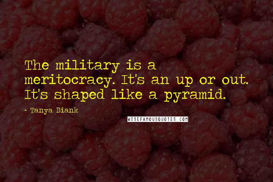 Tanya Biank Quotes: The military is a meritocracy. It's an up or out. It's shaped like a pyramid.