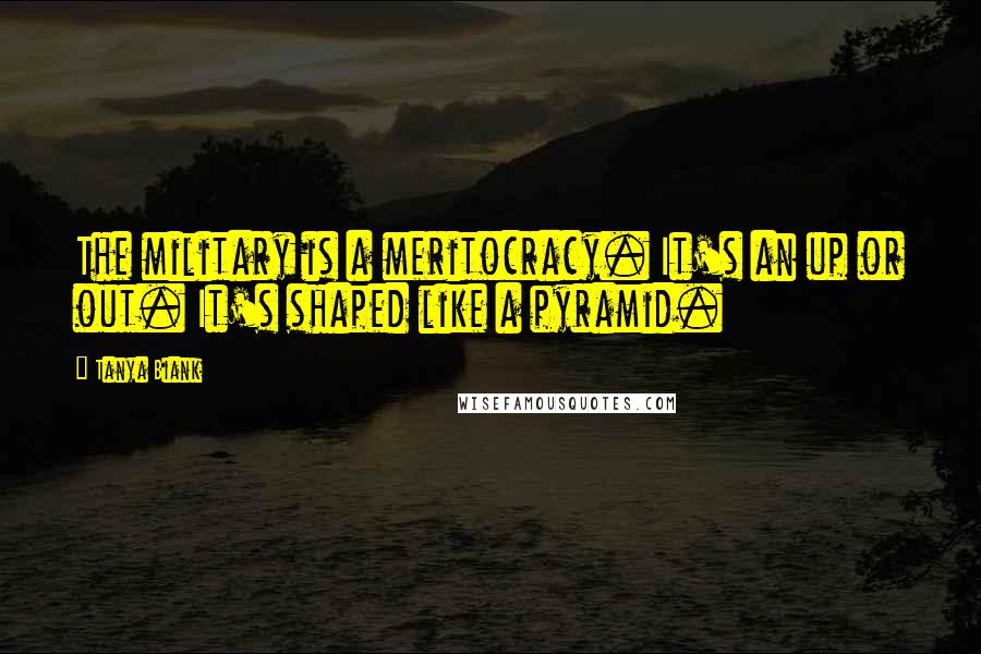 Tanya Biank Quotes: The military is a meritocracy. It's an up or out. It's shaped like a pyramid.