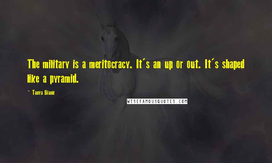 Tanya Biank Quotes: The military is a meritocracy. It's an up or out. It's shaped like a pyramid.