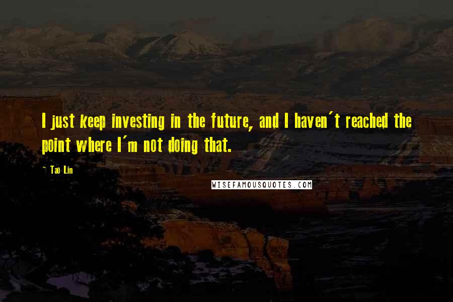 Tao Lin Quotes: I just keep investing in the future, and I haven't reached the point where I'm not doing that.