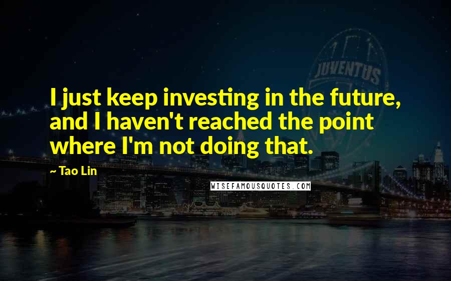 Tao Lin Quotes: I just keep investing in the future, and I haven't reached the point where I'm not doing that.