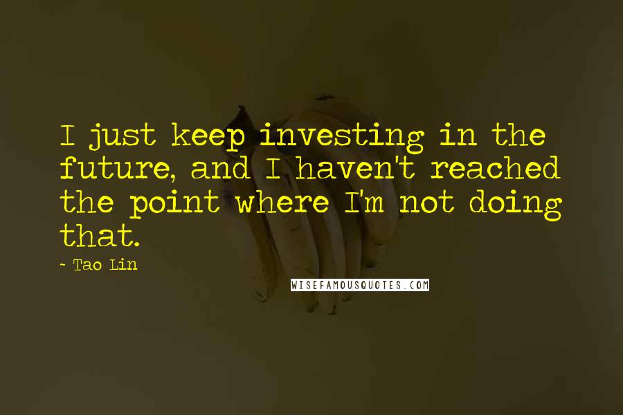 Tao Lin Quotes: I just keep investing in the future, and I haven't reached the point where I'm not doing that.