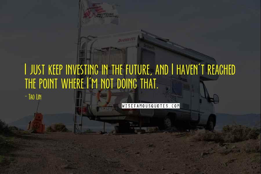 Tao Lin Quotes: I just keep investing in the future, and I haven't reached the point where I'm not doing that.