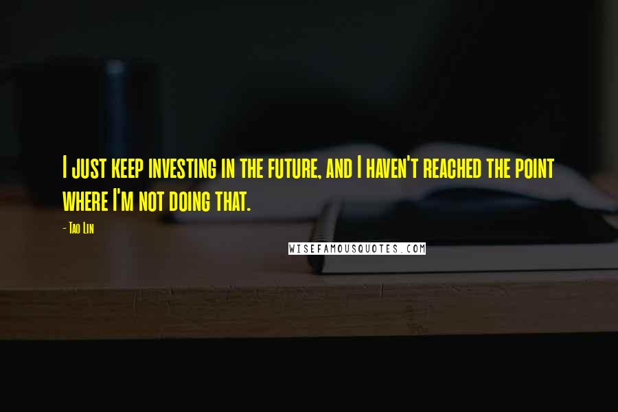 Tao Lin Quotes: I just keep investing in the future, and I haven't reached the point where I'm not doing that.