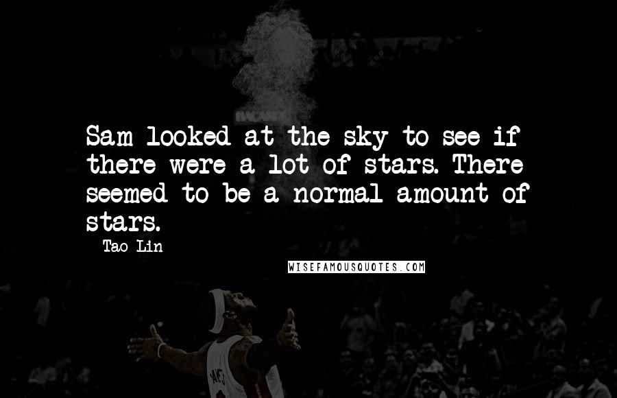 Tao Lin Quotes: Sam looked at the sky to see if there were a lot of stars. There seemed to be a normal amount of stars.