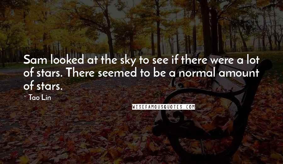 Tao Lin Quotes: Sam looked at the sky to see if there were a lot of stars. There seemed to be a normal amount of stars.