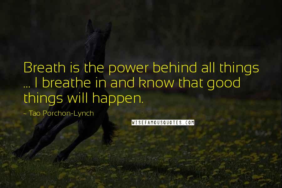 Tao Porchon-Lynch Quotes: Breath is the power behind all things ... I breathe in and know that good things will happen.