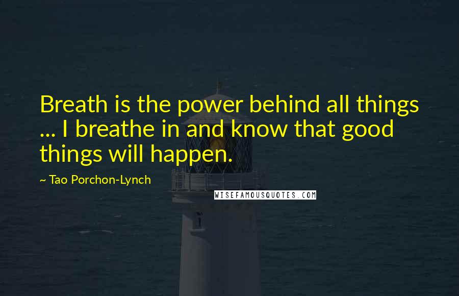 Tao Porchon-Lynch Quotes: Breath is the power behind all things ... I breathe in and know that good things will happen.