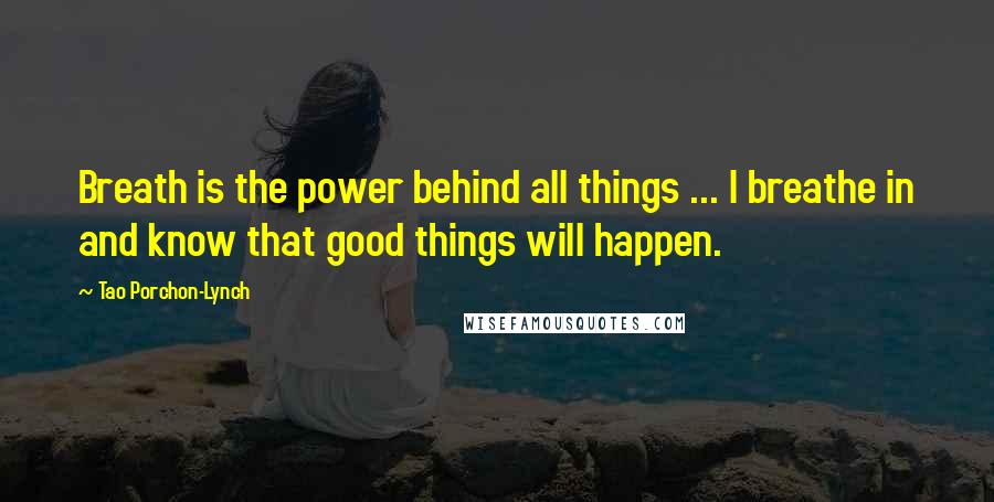 Tao Porchon-Lynch Quotes: Breath is the power behind all things ... I breathe in and know that good things will happen.