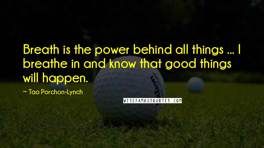 Tao Porchon-Lynch Quotes: Breath is the power behind all things ... I breathe in and know that good things will happen.