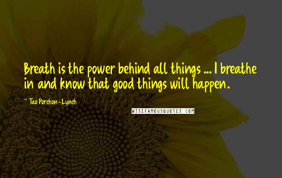 Tao Porchon-Lynch Quotes: Breath is the power behind all things ... I breathe in and know that good things will happen.