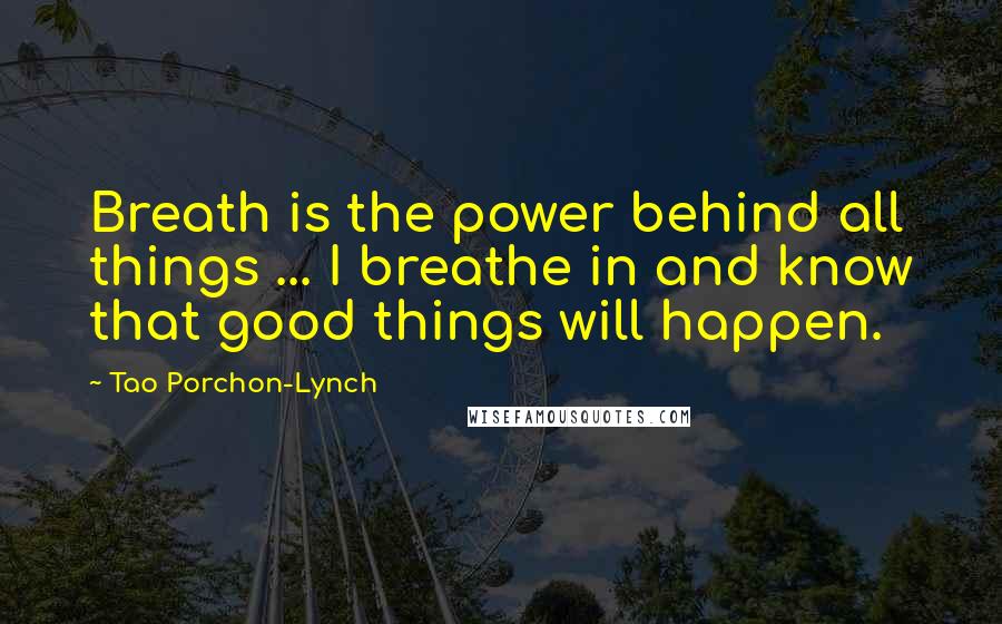 Tao Porchon-Lynch Quotes: Breath is the power behind all things ... I breathe in and know that good things will happen.