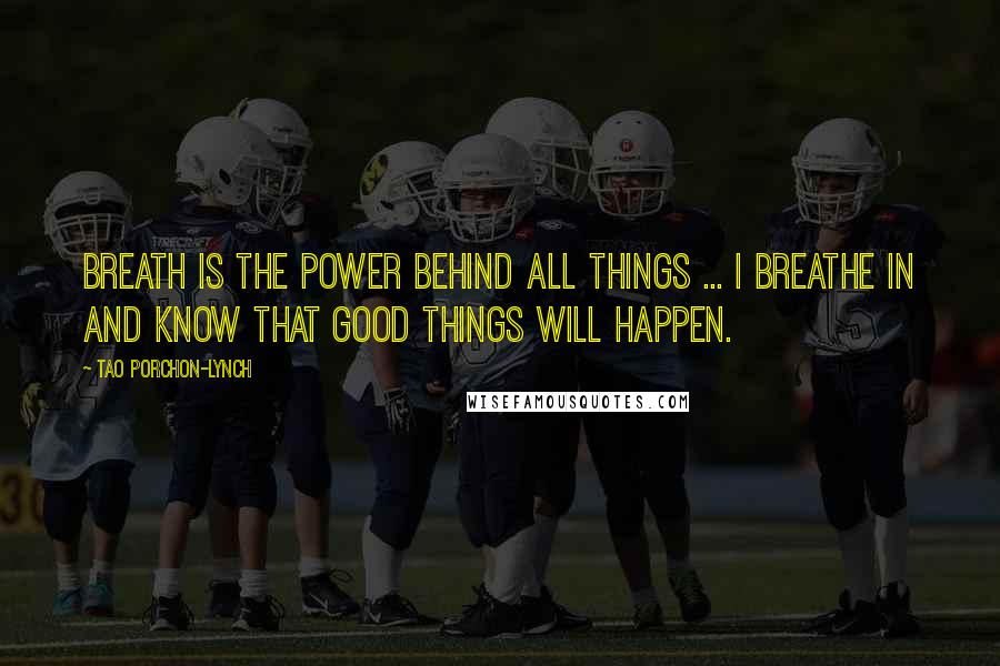 Tao Porchon-Lynch Quotes: Breath is the power behind all things ... I breathe in and know that good things will happen.