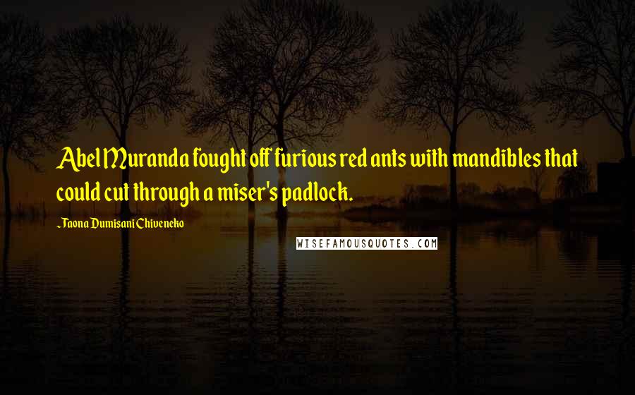 Taona Dumisani Chiveneko Quotes: Abel Muranda fought off furious red ants with mandibles that could cut through a miser's padlock.