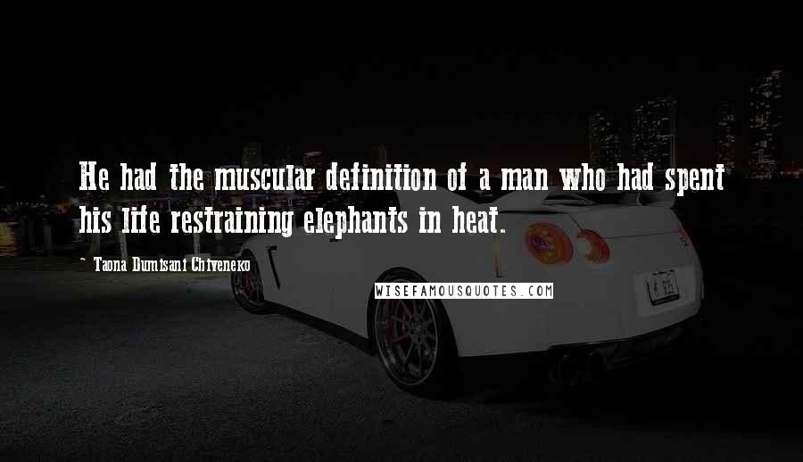 Taona Dumisani Chiveneko Quotes: He had the muscular definition of a man who had spent his life restraining elephants in heat.